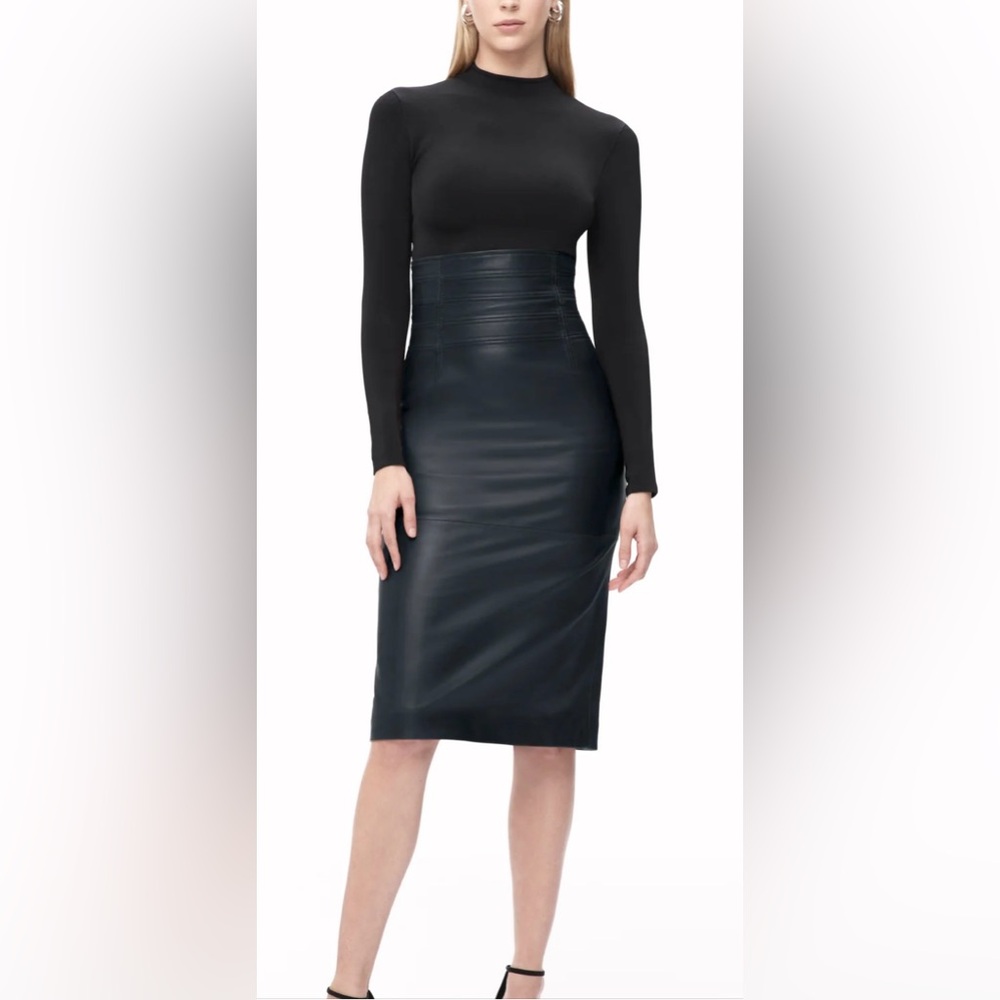 NWT - HERVE LEGER - 100% LAMB LEATHER SKIRT